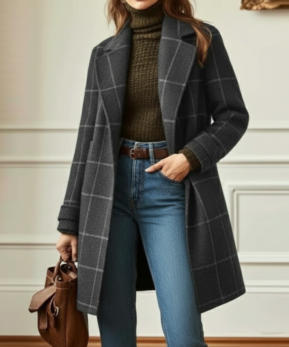Hailey - Wool Check Coat