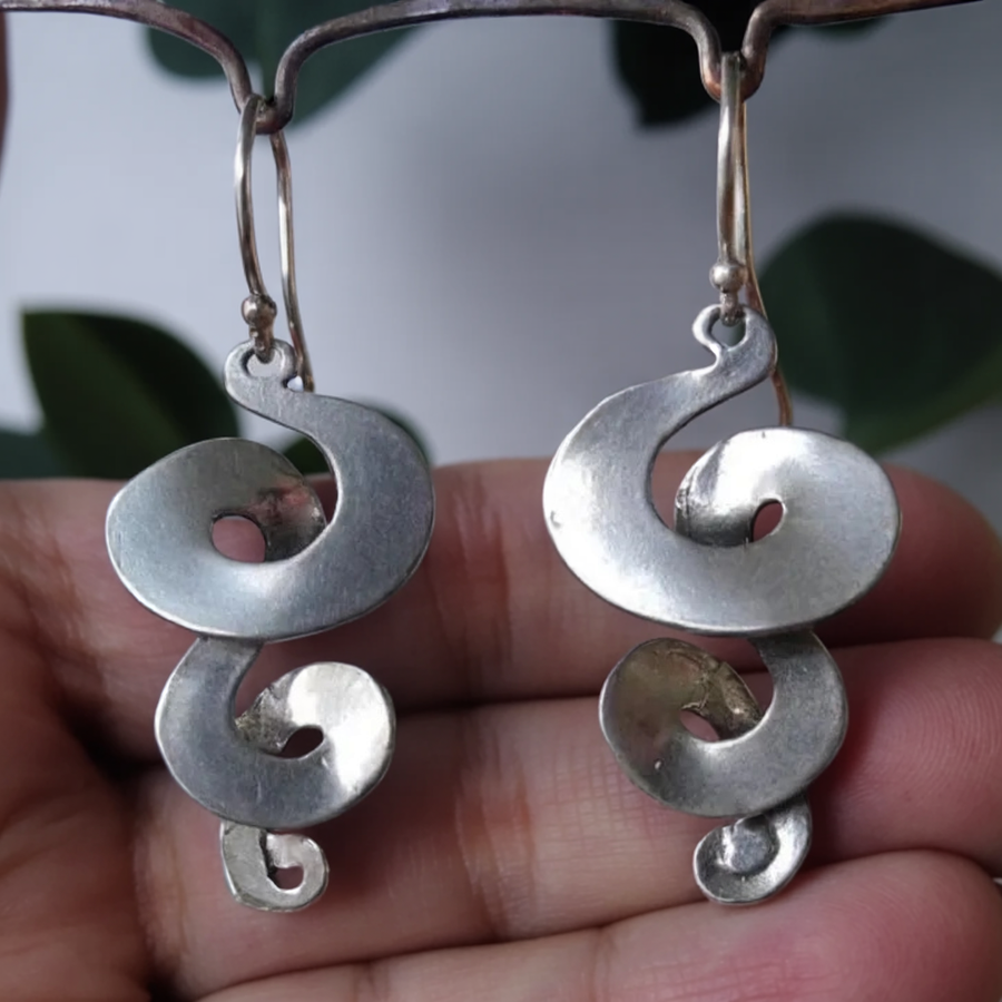 Silver Vintage Spiral Earrings