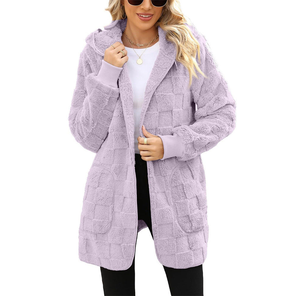 Zinnabelle Plush Textured Hooded Cardigan