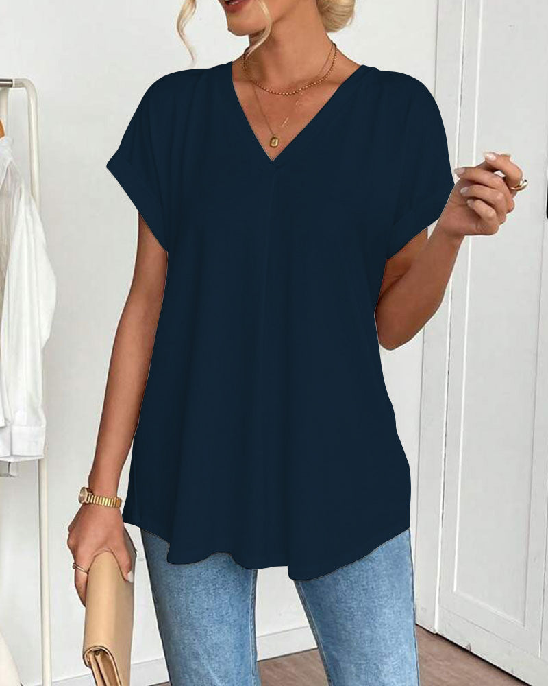 ESTRID - STYLISH SHORT SLEEVE PATCHWORK T-SHIRT