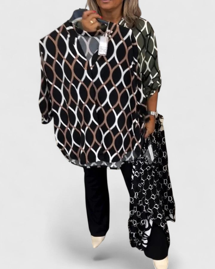 AUTUMN – GEOMETRIC PRINT BLOUSE