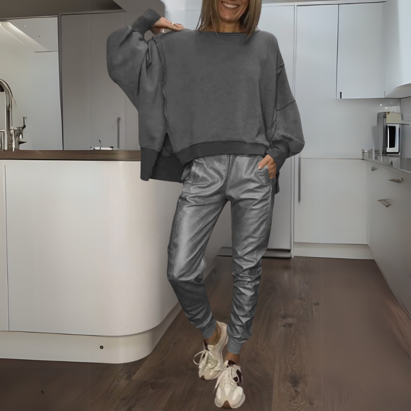 Tomasa - Satin Sweater And Jogger Set