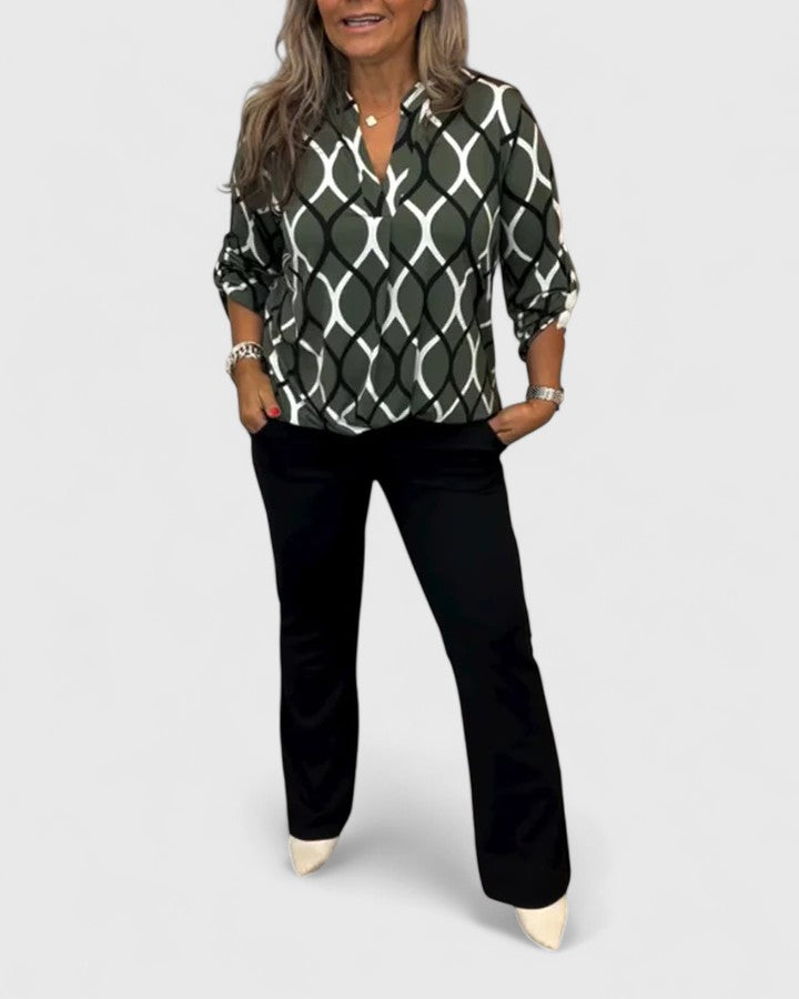 AUTUMN – GEOMETRIC PRINT BLOUSE