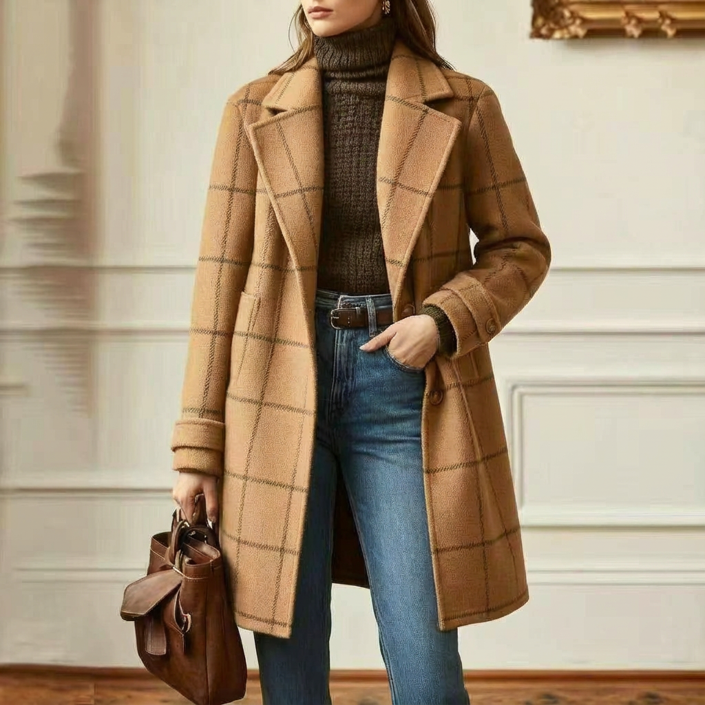 Hailey - Wool Check Coat