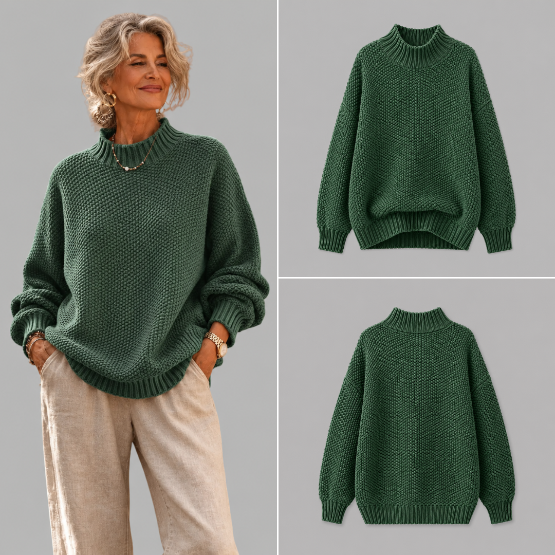Oriane Textured High-Neck Jumper