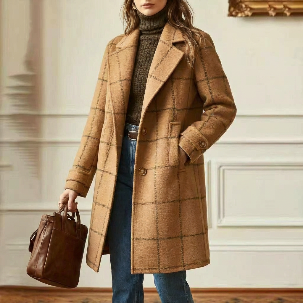 Hailey - Wool Check Coat