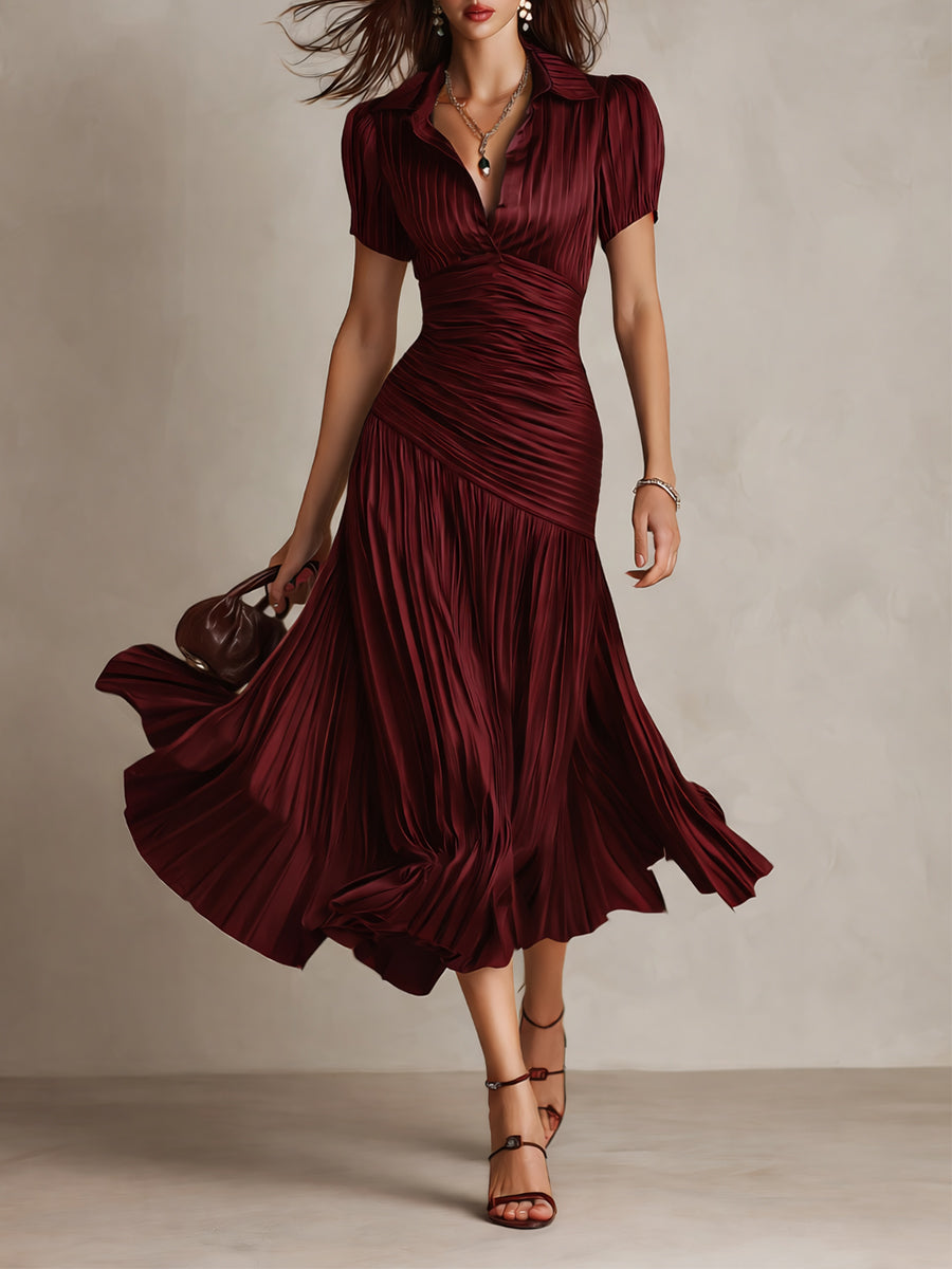 Miri - Retro Striped Satin Midi Dress