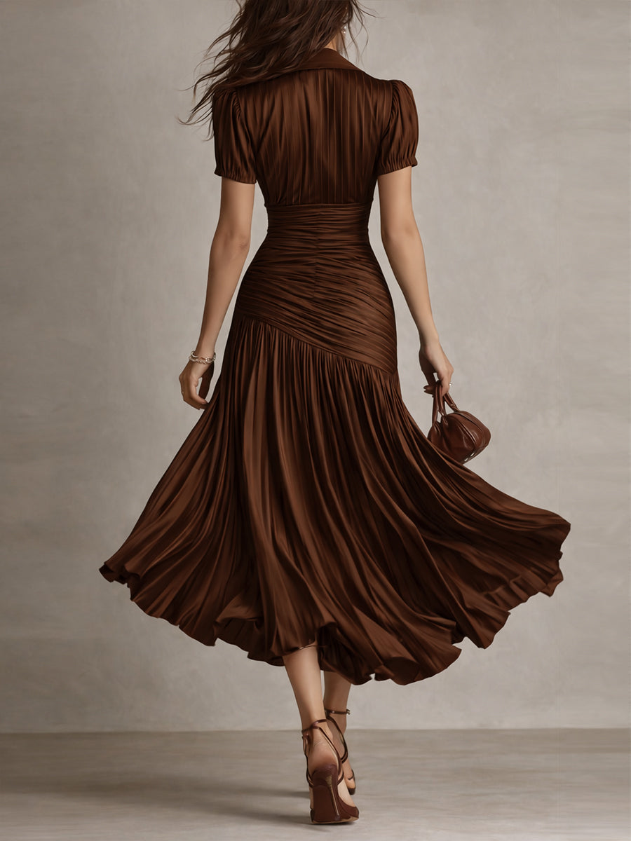 Miri - Retro Striped Satin Midi Dress