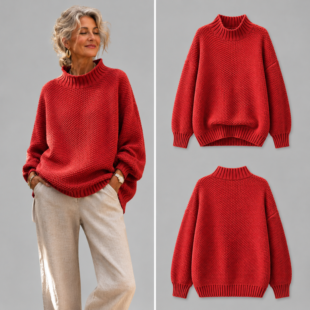 Oriane Textured High-Neck Jumper