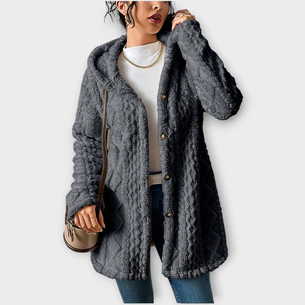 Elsie | Textured Winter Hoodie Jacket