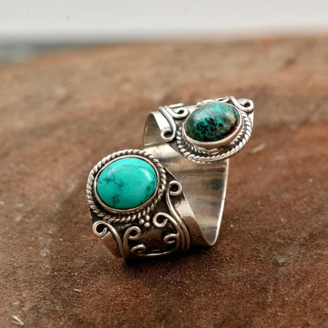 Vintage Turquoise Spiral Ring