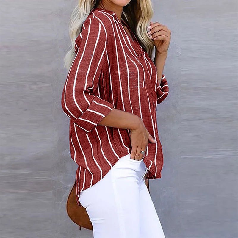 Maddie - Striped Button-Up Shirt