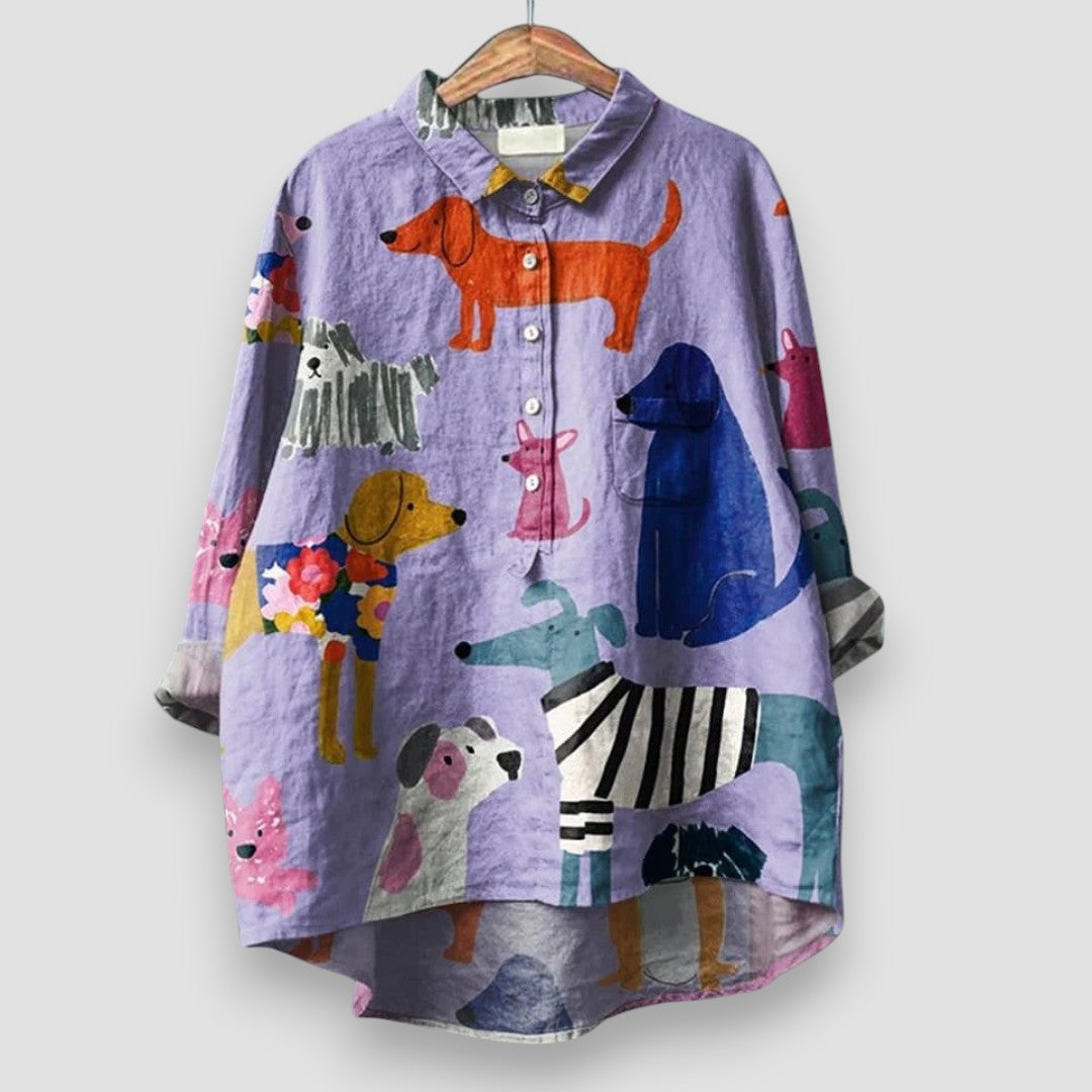 GERDA | Dog Print Blouse