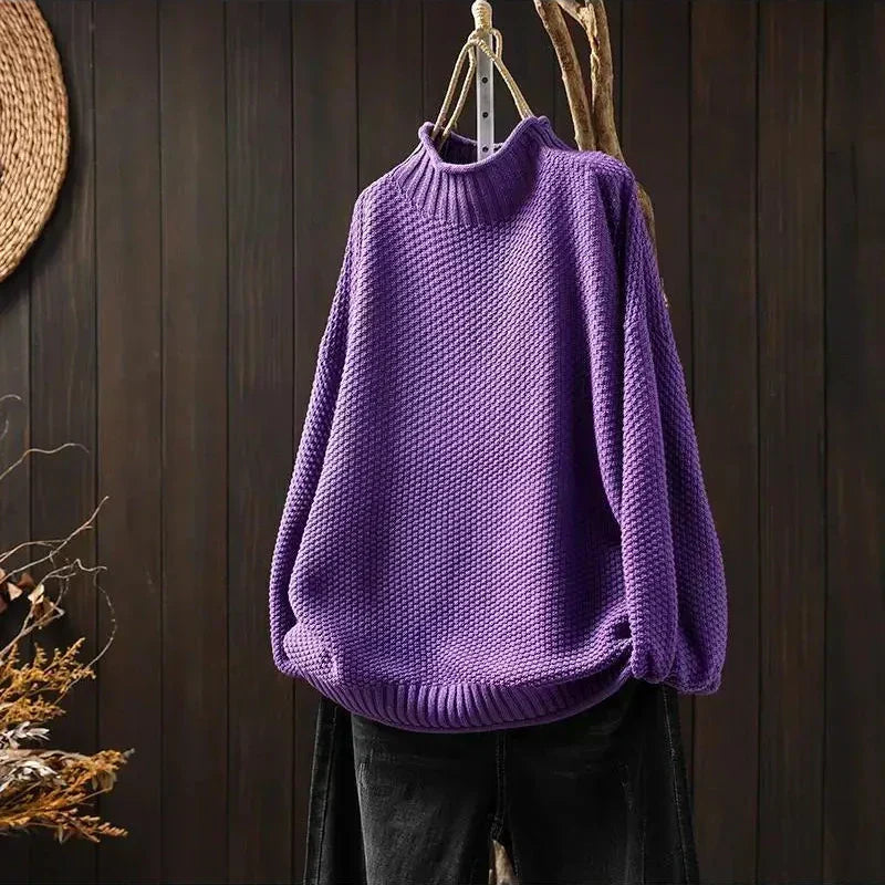 Oriane Textured High-Neck Jumper