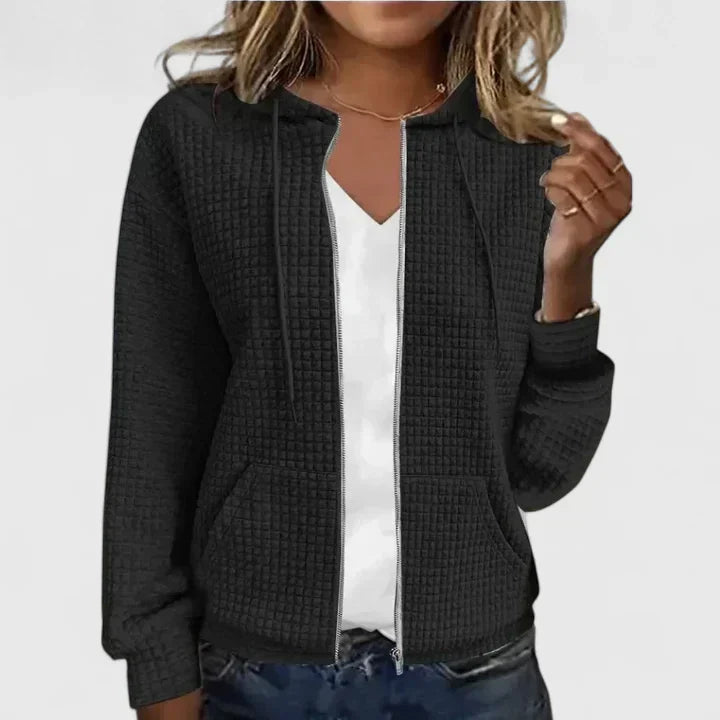 MYRA – QUILTED ZIP-UP HOODIE