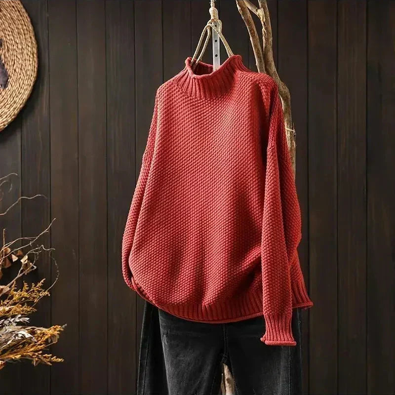 Oriane Textured High-Neck Jumper