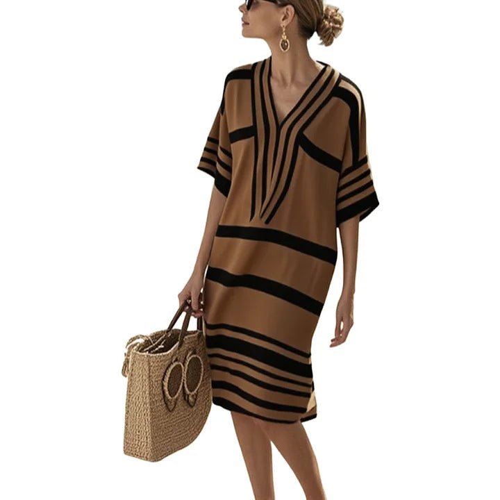 JANELLE – RELAXED STRIPED KAFTAN DRESS