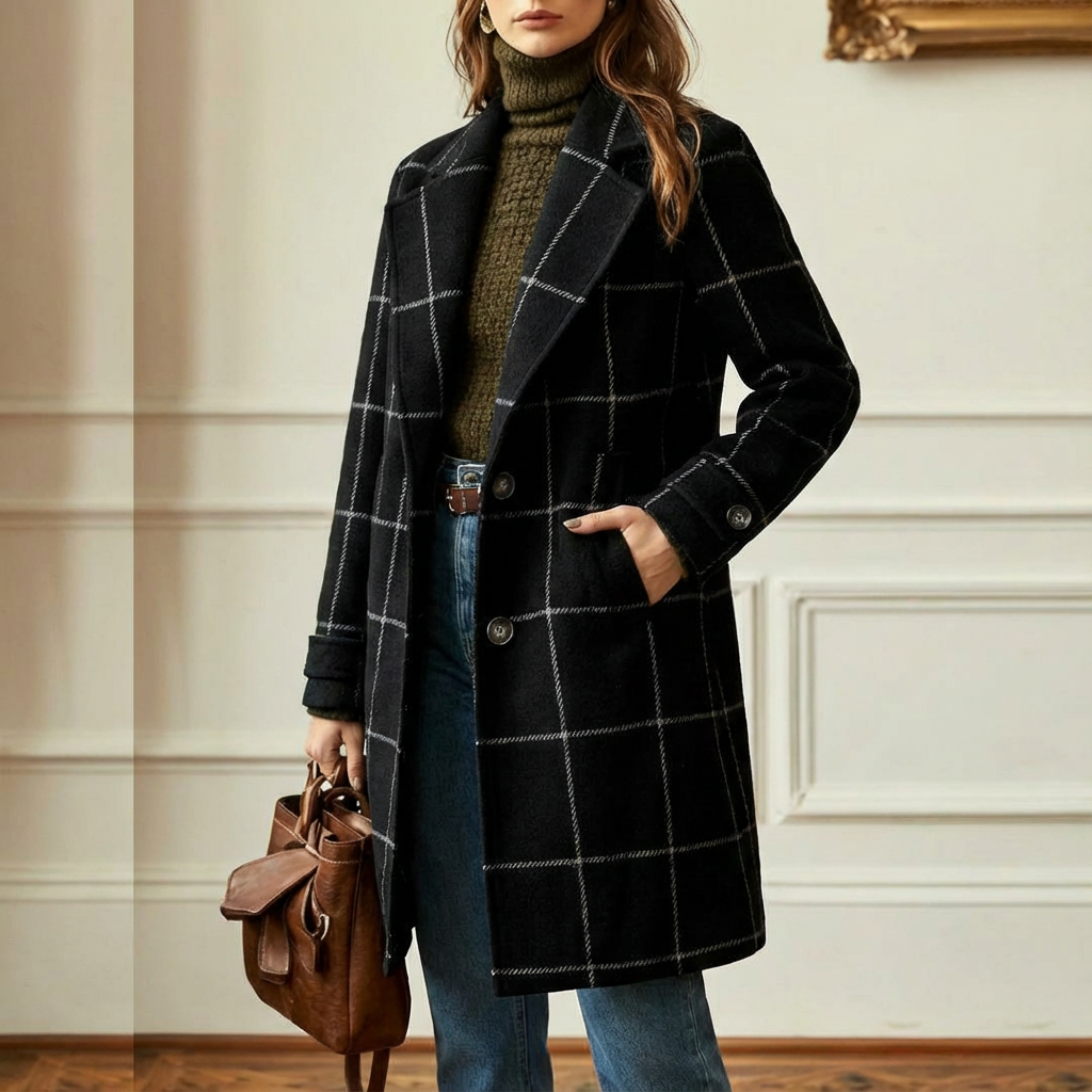 Hailey - Wool Check Coat