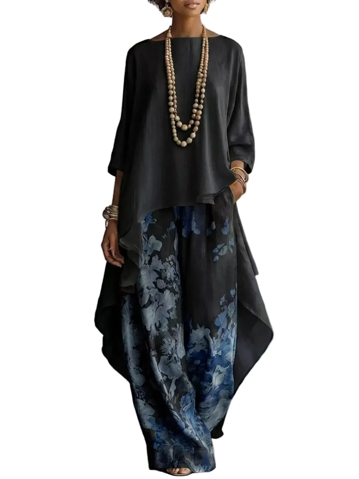 Odette™ | Floral High-Low Trouser Set