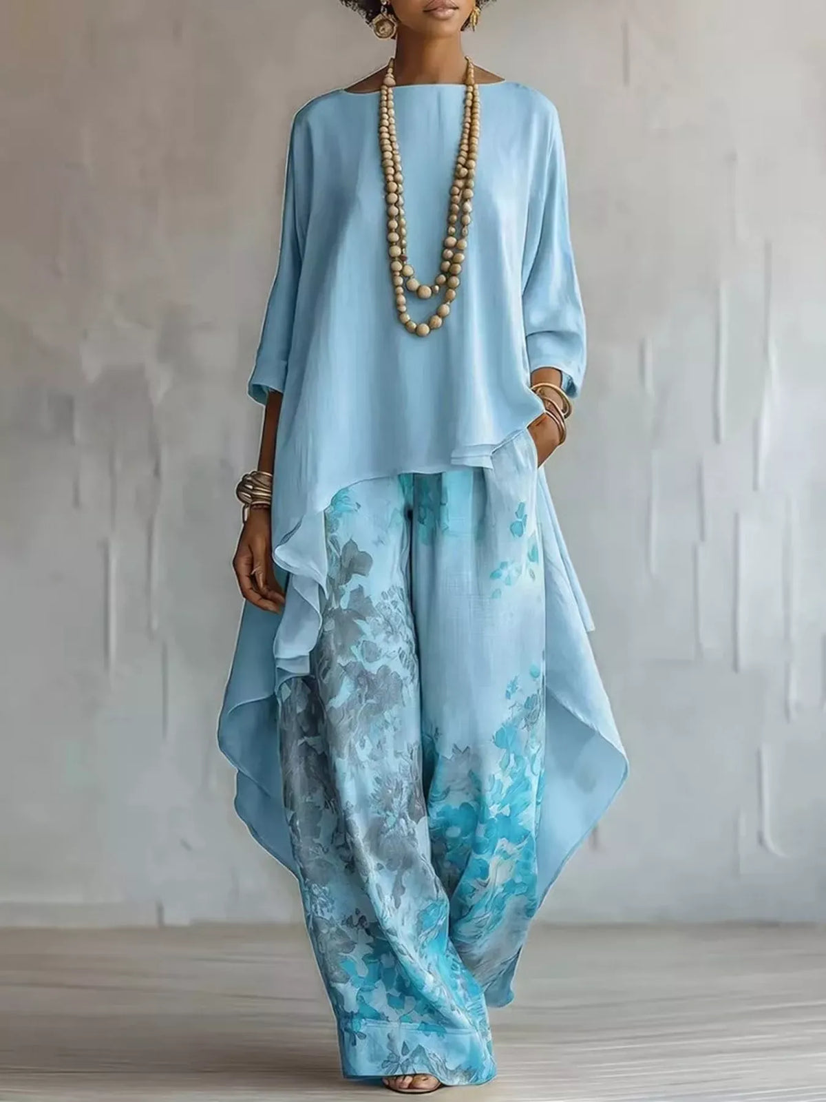 Odette™ | Floral High-Low Trouser Set