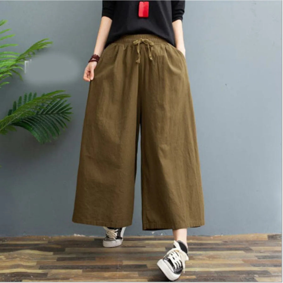 AMELINA – PLEATED LINEN COMFORT FIT PANTS