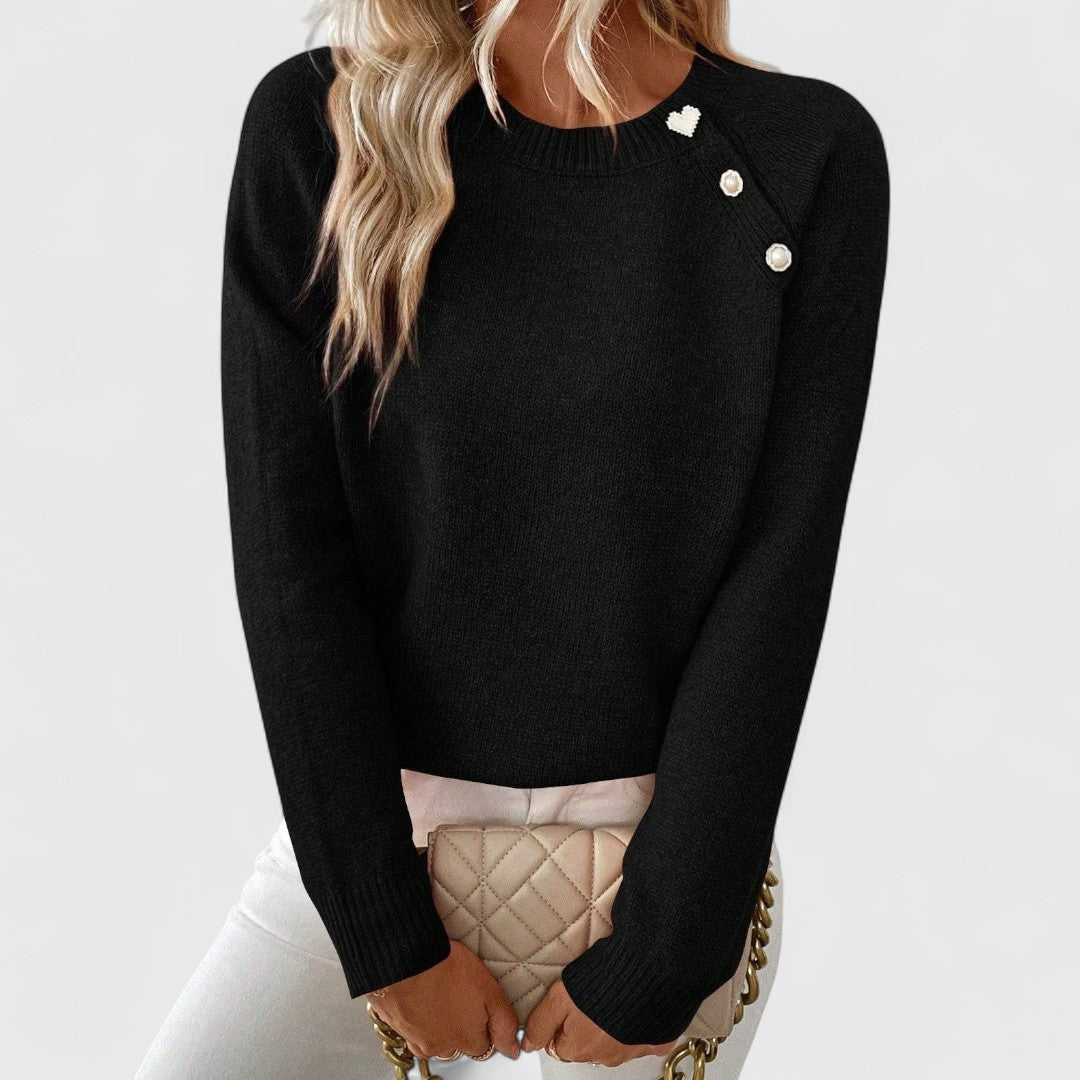 ELOISE – ELEGANT BUTTON DETAIL KNIT SWEATER