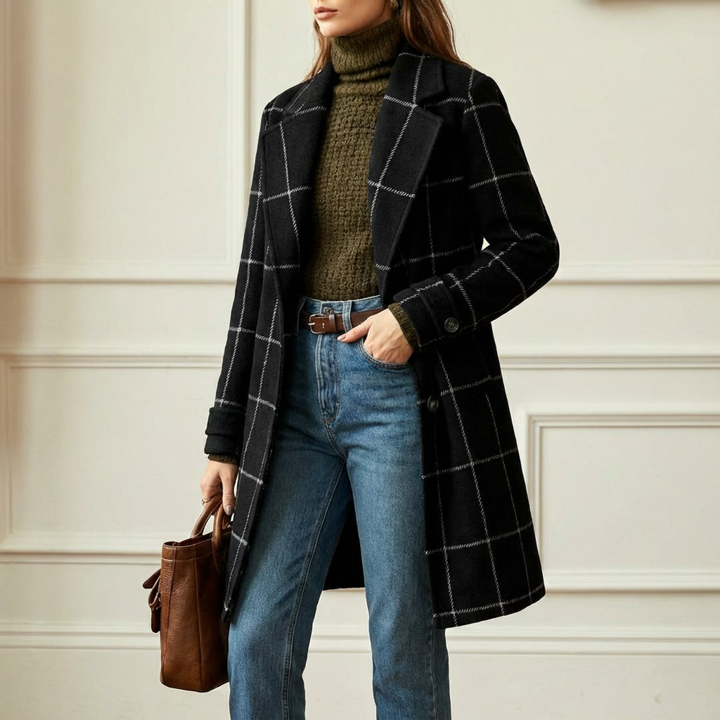 Hailey - Wool Check Coat