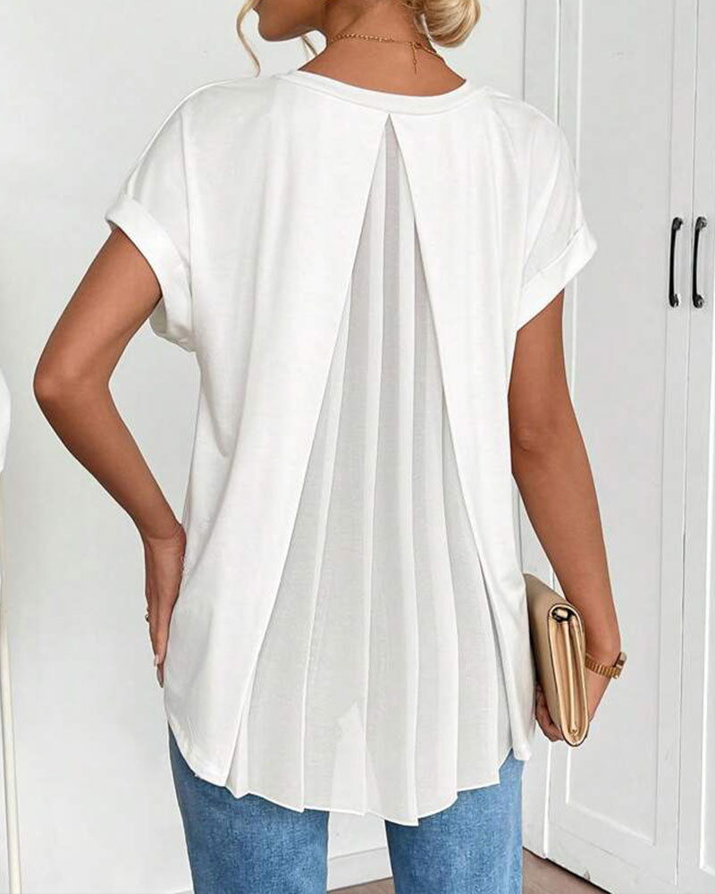 ESTRID - STYLISH SHORT SLEEVE PATCHWORK T-SHIRT