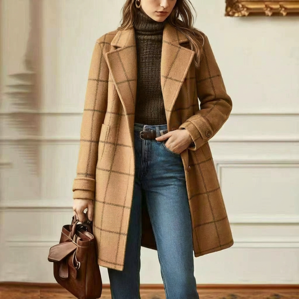 Hailey - Wool Check Coat