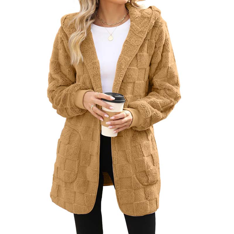 Zinnabelle Plush Textured Hooded Cardigan