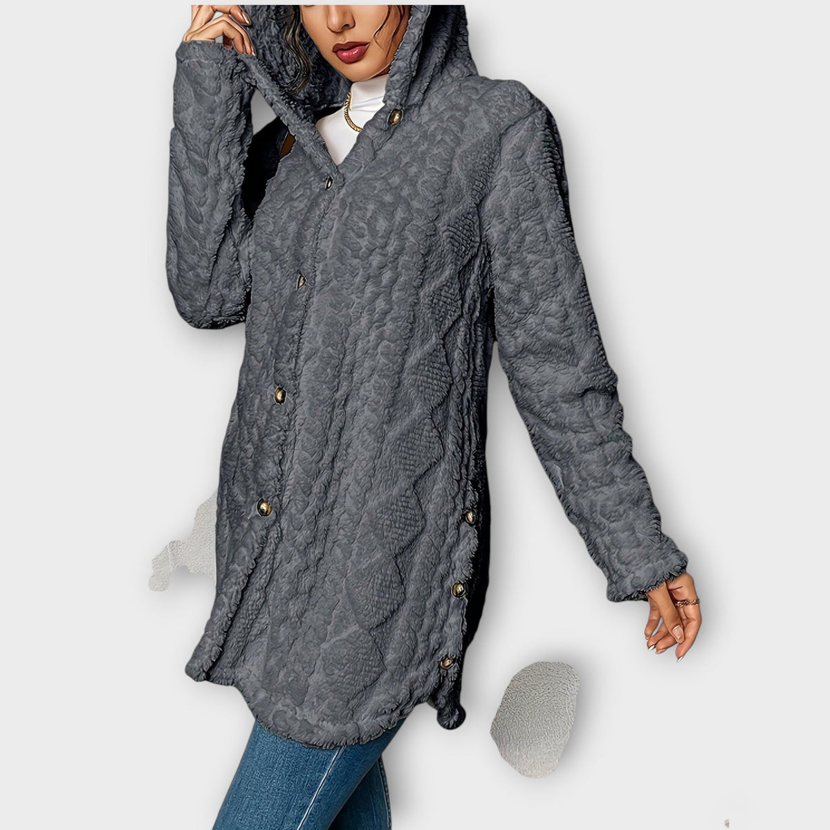 Elsie | Textured Winter Hoodie Jacket