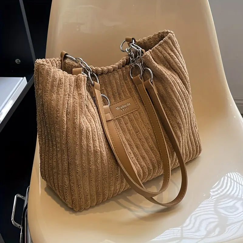 Alvhilde | Soft ribbed bag with stylish metal chain