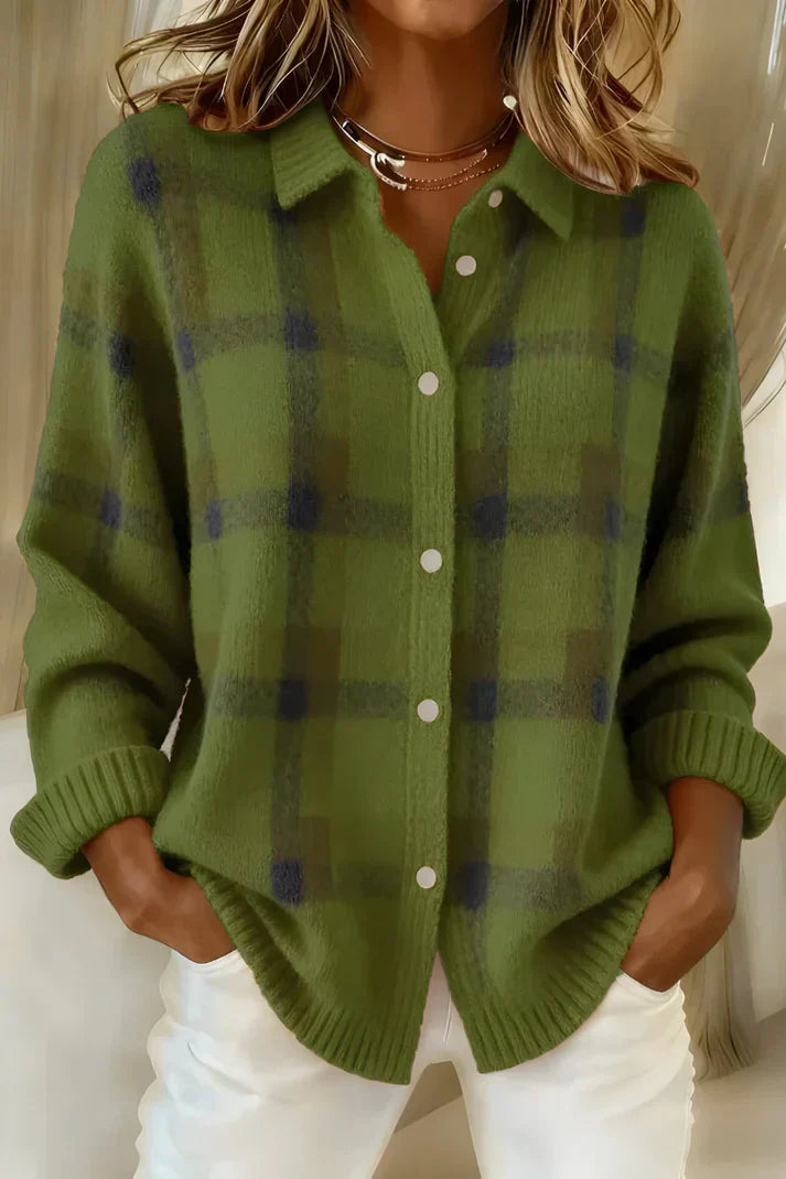 GISÈLE – SOFT CHECKED KNIT BLOUSE