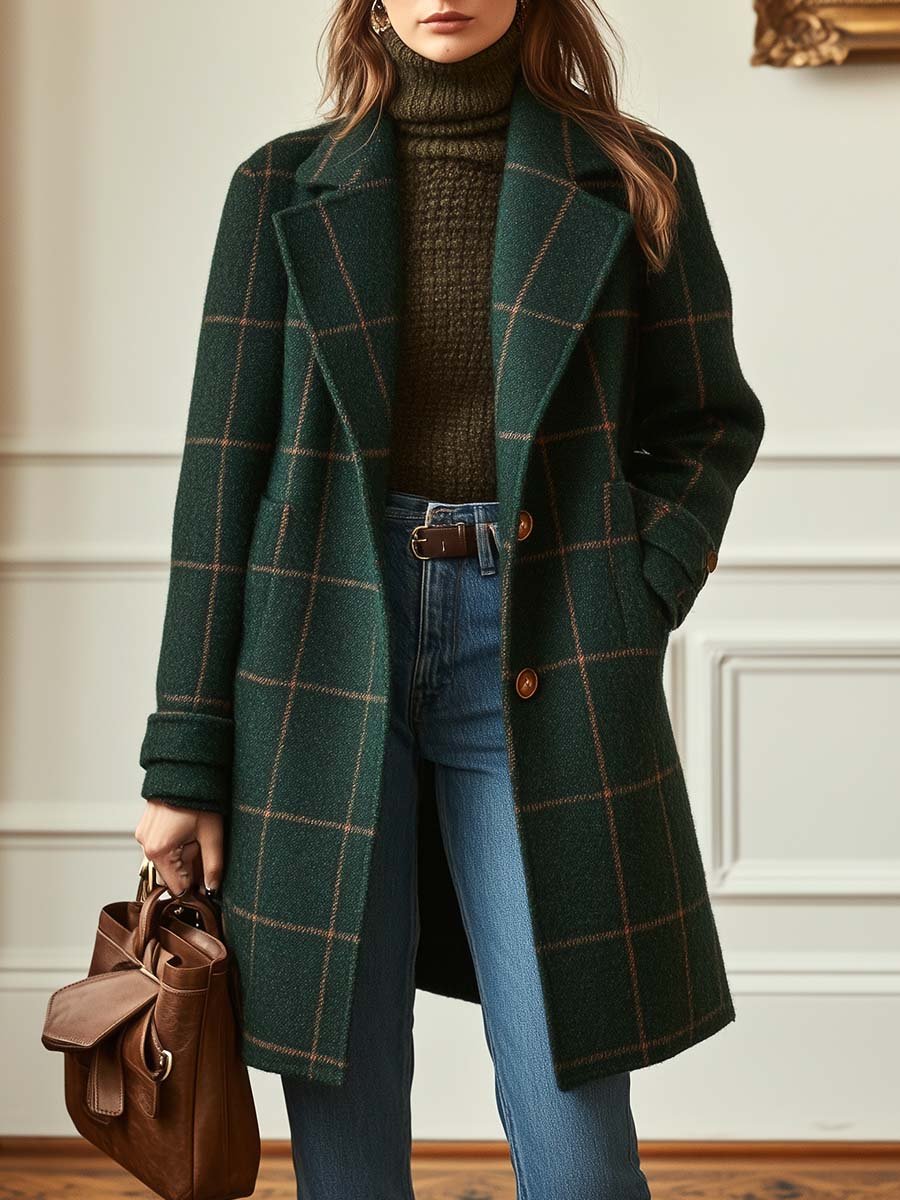 Hailey - Wool Check Coat