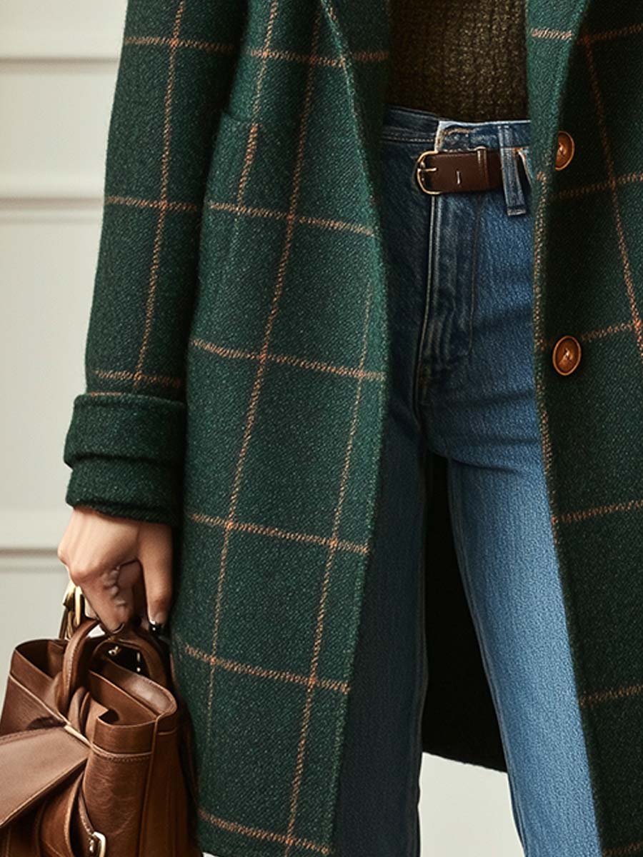 Hailey - Wool Check Coat