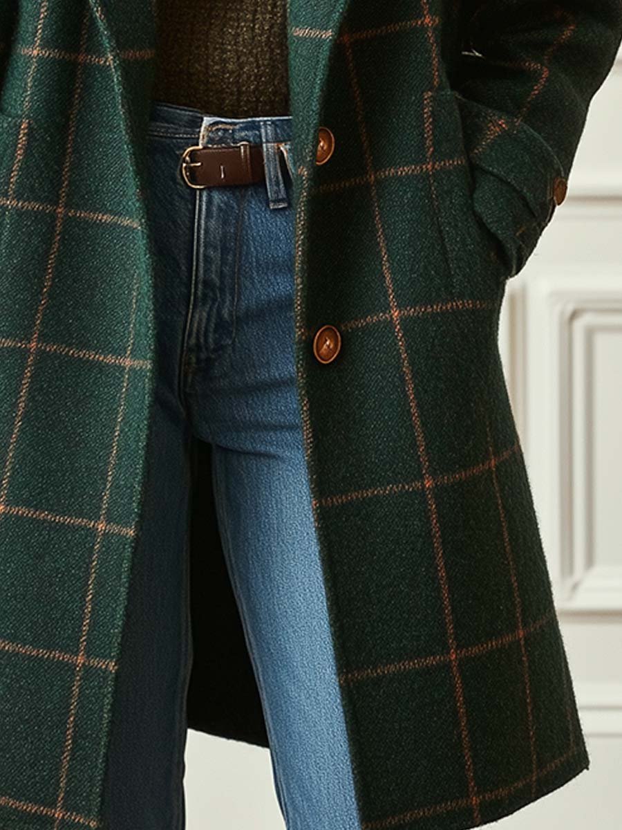 Hailey - Wool Check Coat