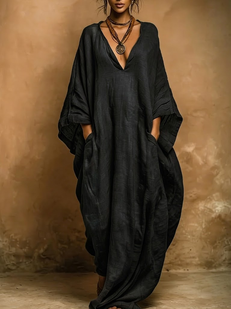 Athena - Bohemian Linen And Cotton Kaftan Robe