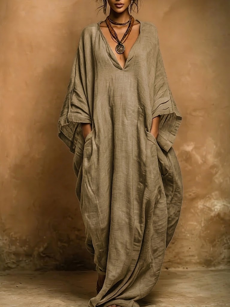 Athena - Bohemian Linen And Cotton Kaftan Robe
