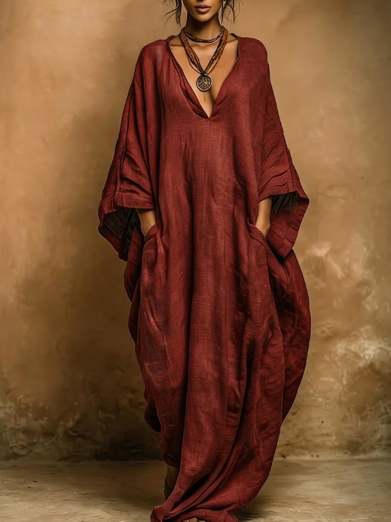 Athena - Bohemian Linen And Cotton Kaftan Robe